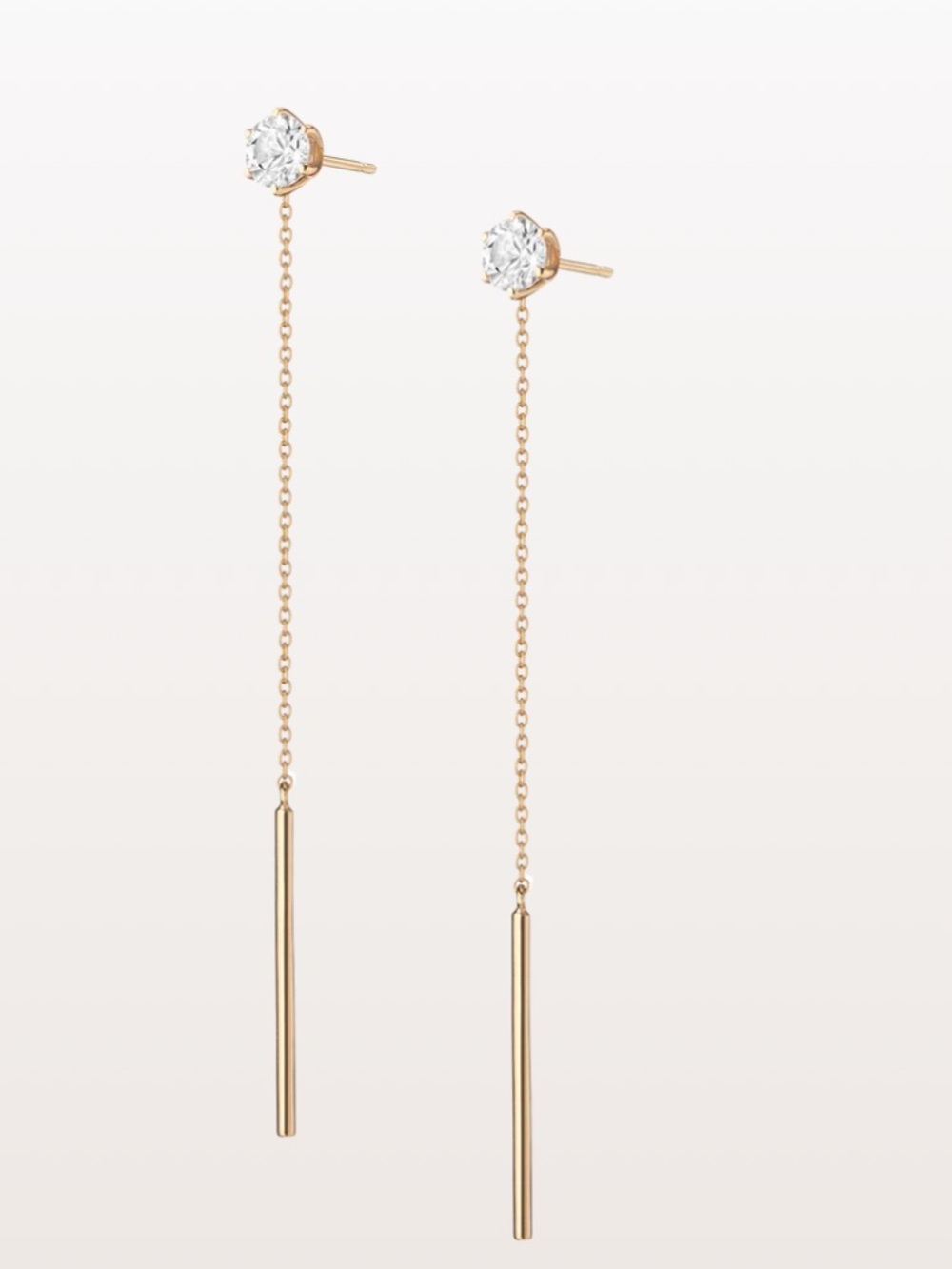 Gold Drop Chain Bar Earrings with Crystal Studs Aurate x Frye: Earrings